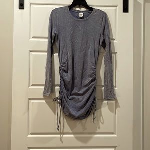 PINK very soft baby blue ruched side long sleeve dress